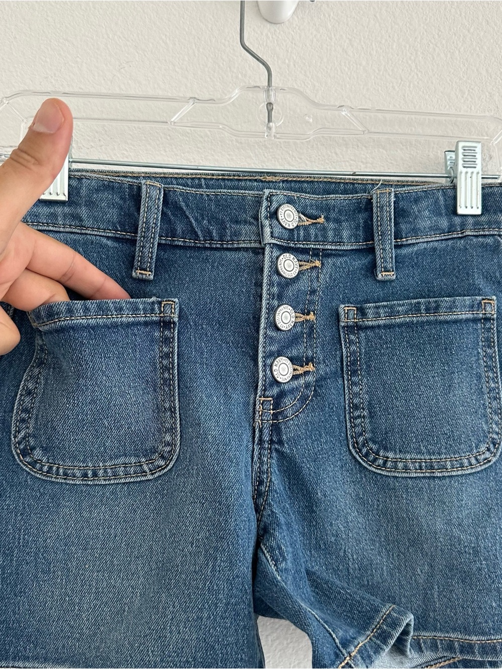 Old Navy Girls High-Rise Dark Blue Denim Shorts Button Fly Size 10 NWOT - Picture 3 of 8